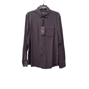 New Report Collection Men's Size L Soft Touch Flannel Blue Plaid Classic Fit
